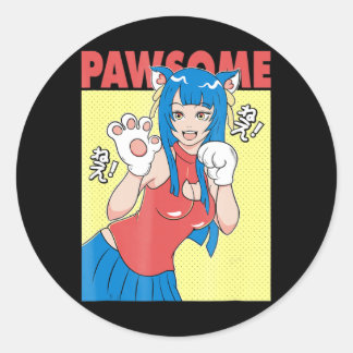Cosplay | Anime Girl Cute Waifu Neko Cosplay Gift Classic Round Sticker