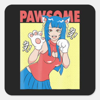Cosplay | Anime Girl Cute Waifu Neko Cosplay Gift Square Sticker
