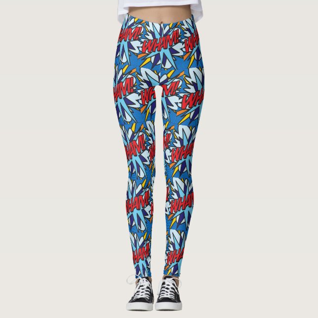 Cosplay Comic Book Pop Art WHAM! Leggings (Front)