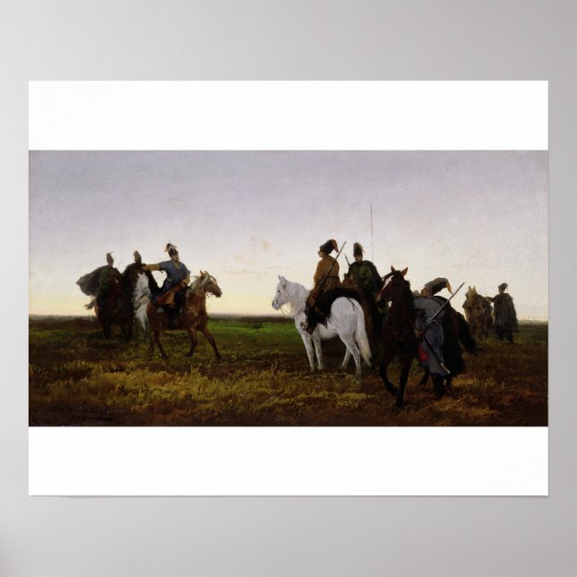 Cossacks on Horseback, 1874 (oil on canvas) Poster (Front)