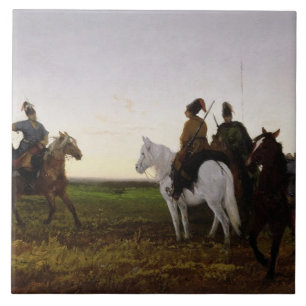 Cossacks on Horseback, 1874 (oil on canvas) Tile