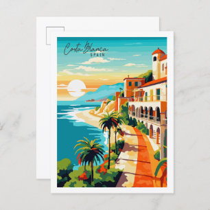 Costa Blanca Spain vintage travel illustration Postcard