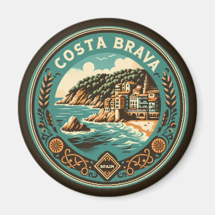 Costa Brava Spain Travel Art Badge Magnet