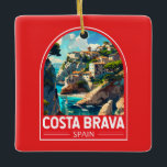 Costa Brava Spain Travel Art Vintage<br><div class="desc">Costa Brava retro vector travel design. The Costa Brava is a coastal region of Catalonia in northeastern Spain.</div>