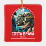 Costa Brava Spain Travel Art Vintage Ceramic Ornament<br><div class="desc">Costa Brava retro vector travel design. The Costa Brava is a coastal region of Catalonia in northeastern Spain.</div>