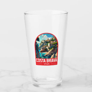 Costa Brava Spain Travel Art Vintage Glass
