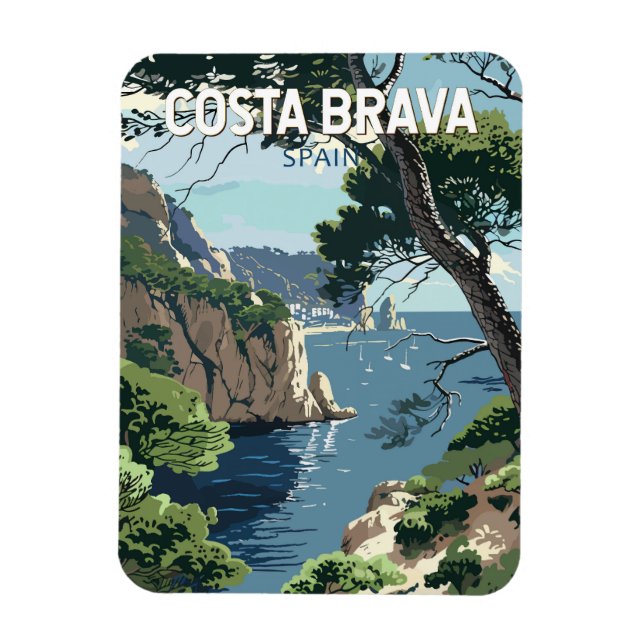 Costa Brava Spain Travel Art Vintage Magnet (Vertical)