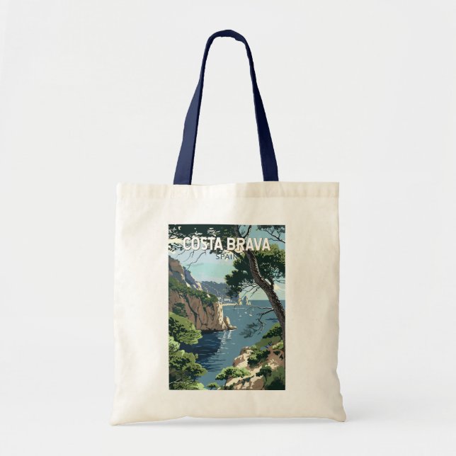 Costa Brava Spain Travel Art Vintage Tote Bag (Front)