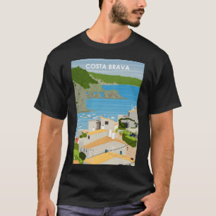 Costa Brava Spain Vintage Minimal Retro Travel Pos T-Shirt