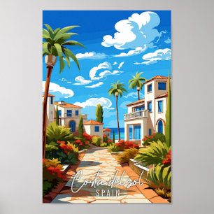 Costa del sol Spain vintage travel illustration Poster