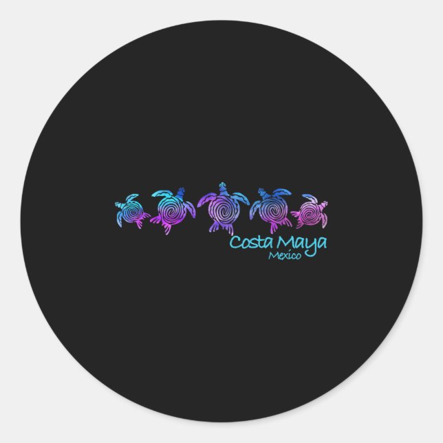 Costa Maya Beach Design _ Tribal Turtle Gift  Classic Round Sticker (Front)