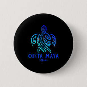 Costa Maya Mexico Sea Turtle Tie Dye Hibiscus Beac 6 Cm Round Badge