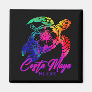 Costa Maya Mexico Tie Dye Sea Turtle Hibiscus Beac Magnet