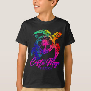 Costa Maya Mexico Tie Dye Sea Turtle Hibiscus Beac T-Shirt