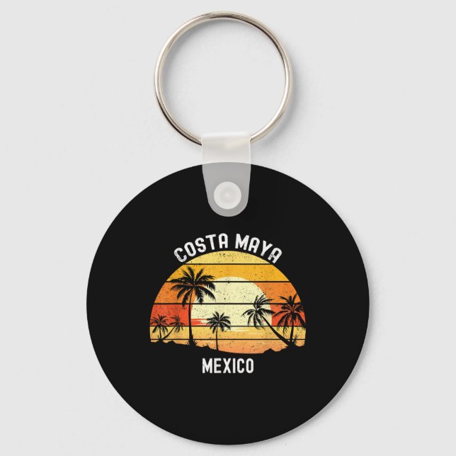 Costa Maya Mexico Vacation Souvenir Sunset Beach  Key Ring (Front)
