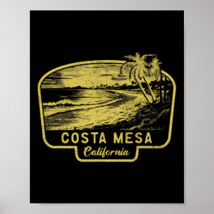 Costa Mesa California Beach Surf Vintage Blue Men  Poster