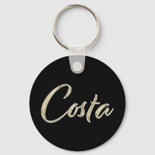 Costa Name whitegold Button Schlüsselanhänger Key Ring