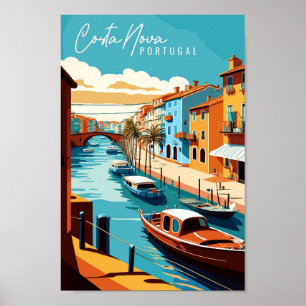 Costa Nova Portugal vintage travel illustration Poster