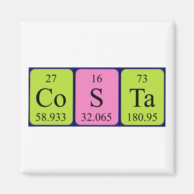 Costa periodic table name magnet (Front)