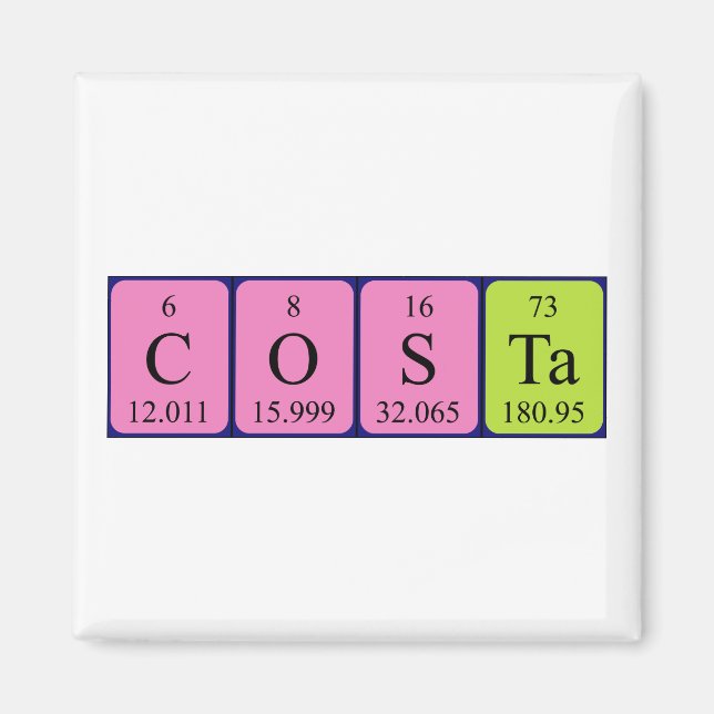 Costa periodic table name magnet (Front)