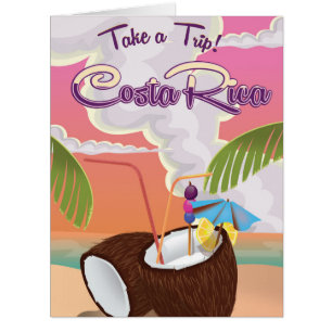 costa Rica Cartoon travel poster.