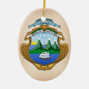 Costa Rica Coat of Arms Ceramic Tree Decoration