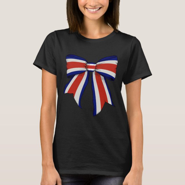 Costa Rica Costa Rican Pride Flag Girl Coquette Bo T-Shirt (Front)