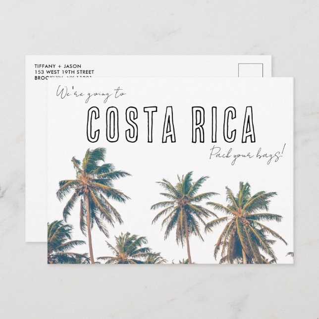 Costa Rica Destination Beach Wedding Save the Date Postcard (Front/Back)