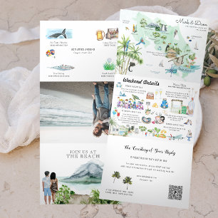 Costa Rica Destination Wedding Itinerary Tri-Fold Invitation