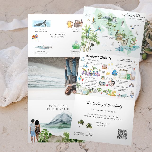Costa Rica | Destination Wedding Itinerary  Tri-Fold Invitation (Creator Uploaded)