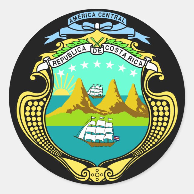 costa rica emblem classic round sticker (Front)