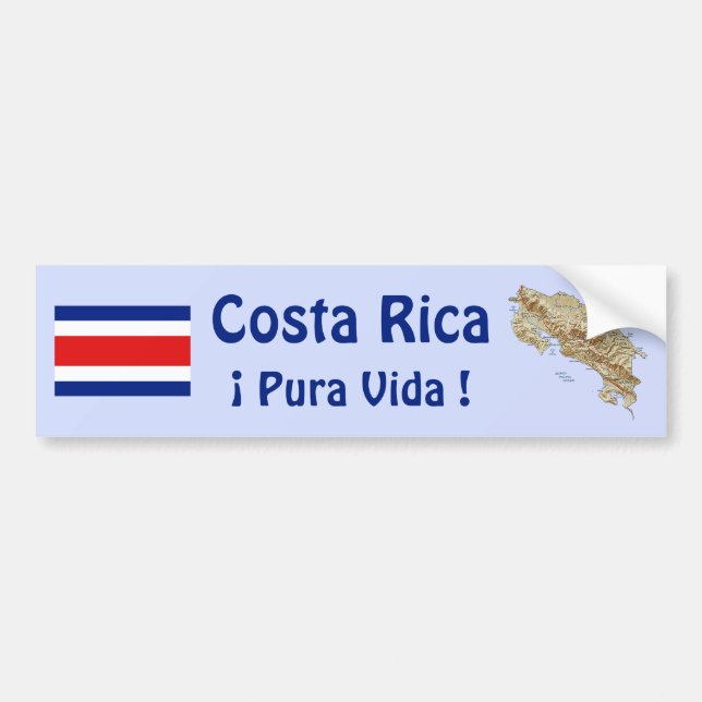 Costa Rica Flag and Map Bumper Sticker (Front)