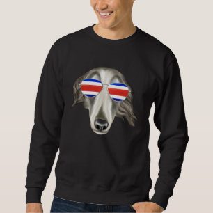 Costa Rica Flag Borzoi Dog Tico Pocket Sweatshirt