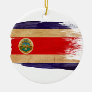 Costa Rica Flag Ceramic Tree Decoration