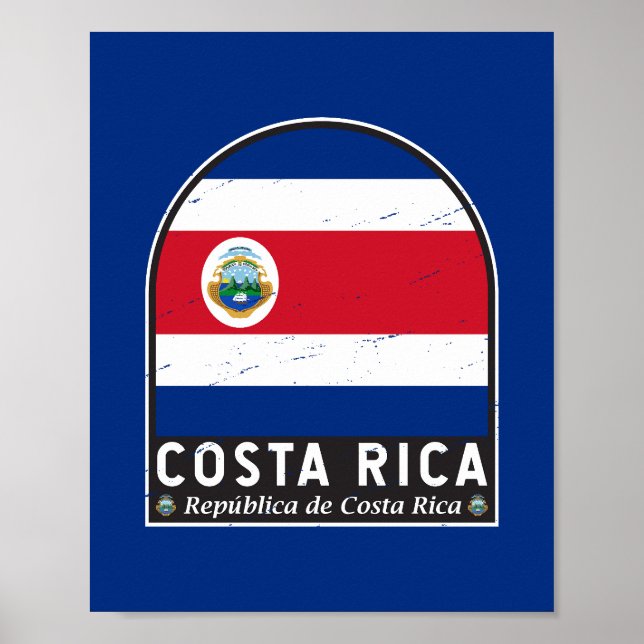 Costa Rica Flag Emblem Distressed Vintage Poster (Front)