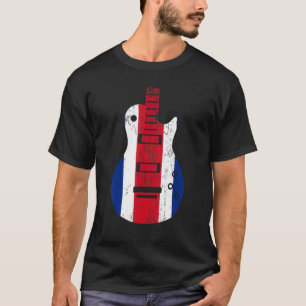 Costa Rica Flag Guitar Vintage Musician T-Shirt