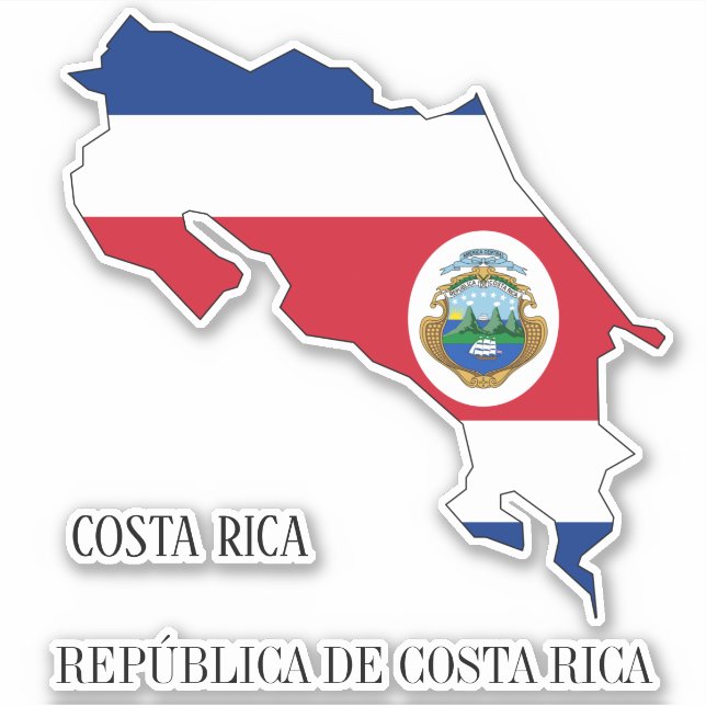Costa Rica Flag Map Outline (Front)