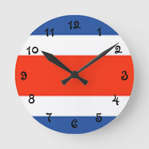 Costa Rica Flag Round Clock
