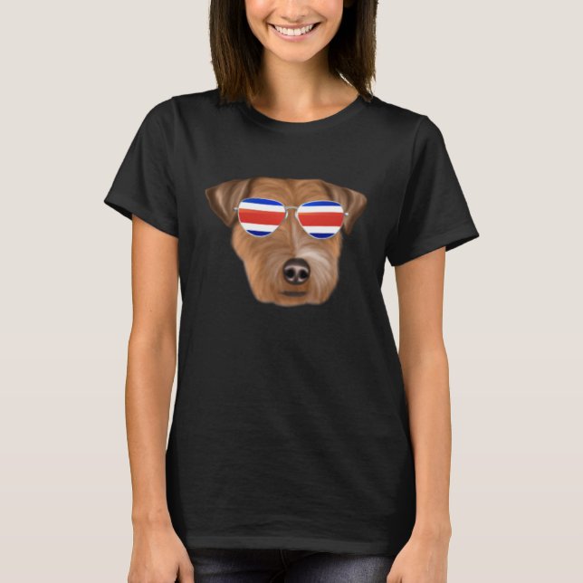 Costa Rica Flag Russell Terrier Dog Tico Pocket T-Shirt (Front)