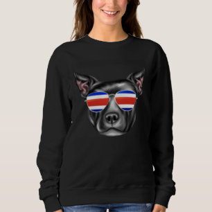 Costa Rica Flag Staffordshire Bull Terrier Dog Tic Sweatshirt