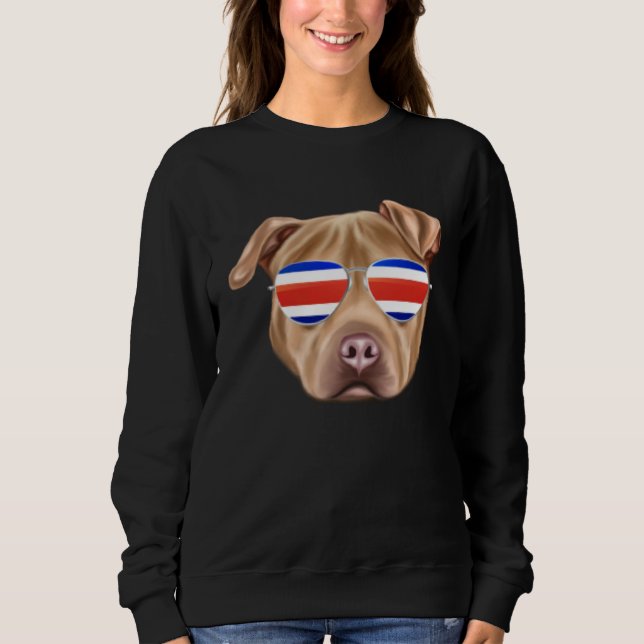 Costa Rica Flag Usa Staffordshire Terrier Dog Tico Sweatshirt (Front)