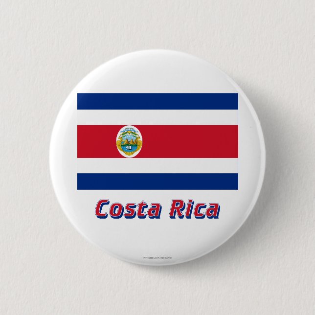 Costa Rica Flag with Name 6 Cm Round Badge (Front)