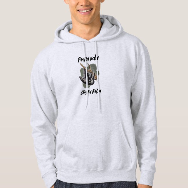 Costa Rica Hanging Sloth Pura Vida Souvenir Hoodie (Front)