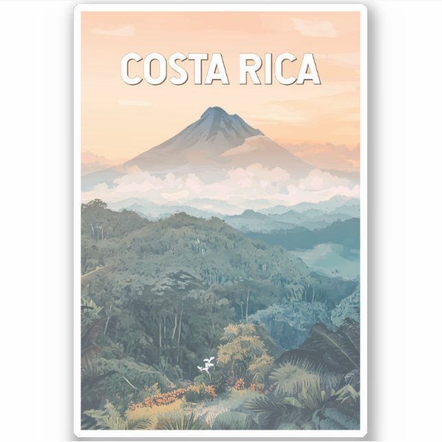 Costa Rica Illustration Travel Art Vintage (Front)