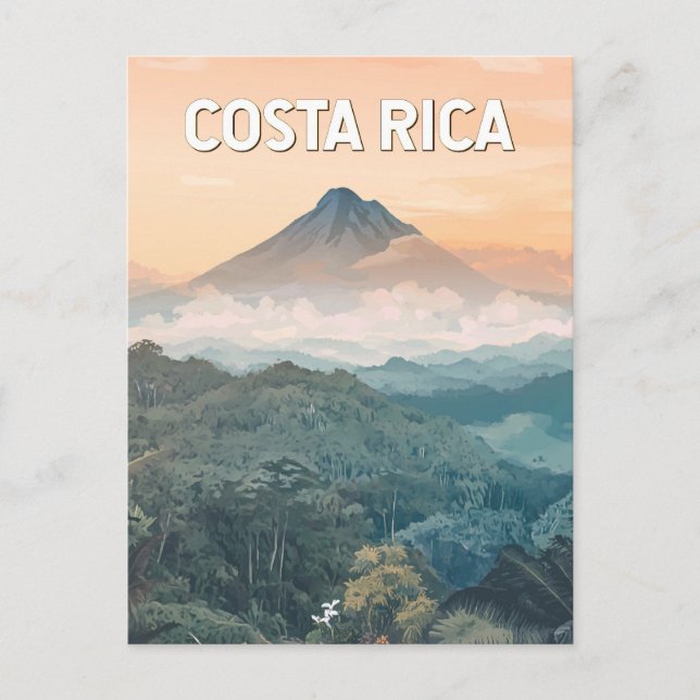 Costa Rica Illustration Travel Art Vintage Postcard (Front)