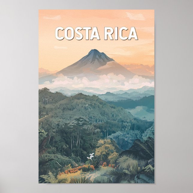 Costa Rica Illustration Travel Art Vintage Poster (Front)