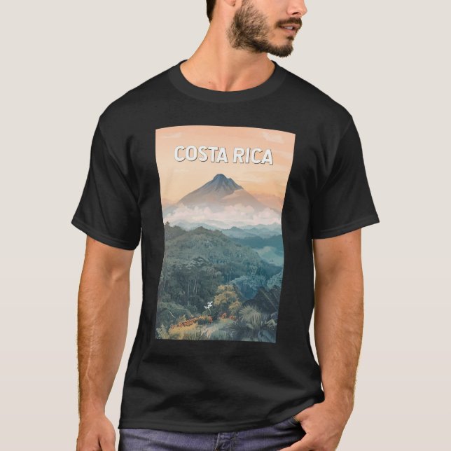 Costa Rica Illustration Travel Art Vintage T-Shirt (Front)