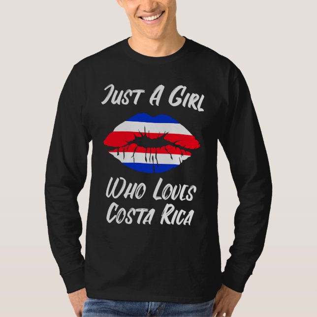 Costa Rica Lips Mouth Love Flag T-Shirt (Front)