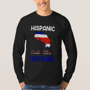 Costa Rica map Costa Rica Flag Hispanic Heritage L T-Shirt