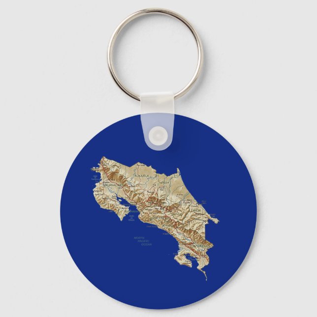 Costa Rica Map Keychain (Front)